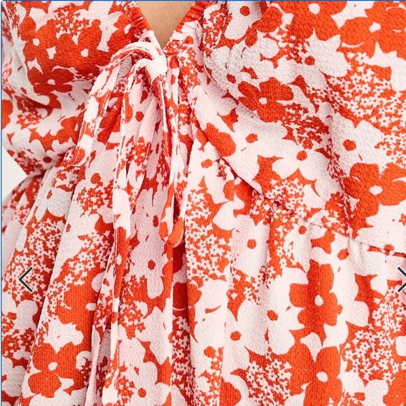 ASOS DESIGN - Red and White Floral Dress - Picture 6 of 11